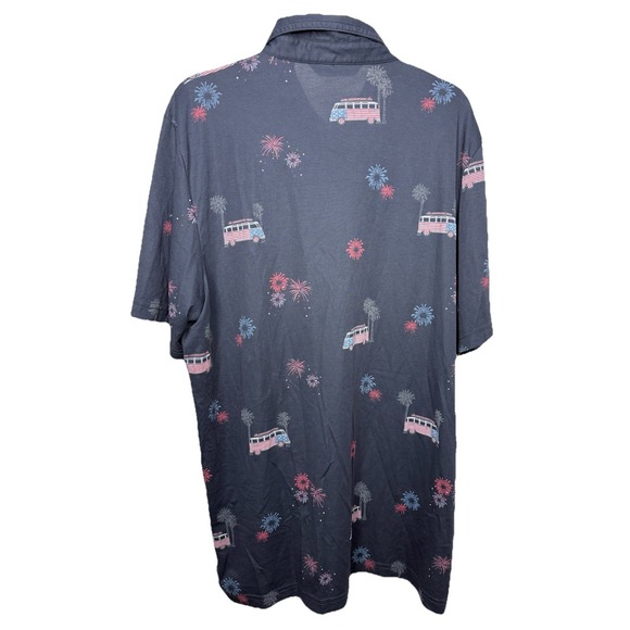 Travis Mathew Mens XL Navy Blue Patriotic USA Print Short Sleeve Polo Shirt - Picture 6 of 9